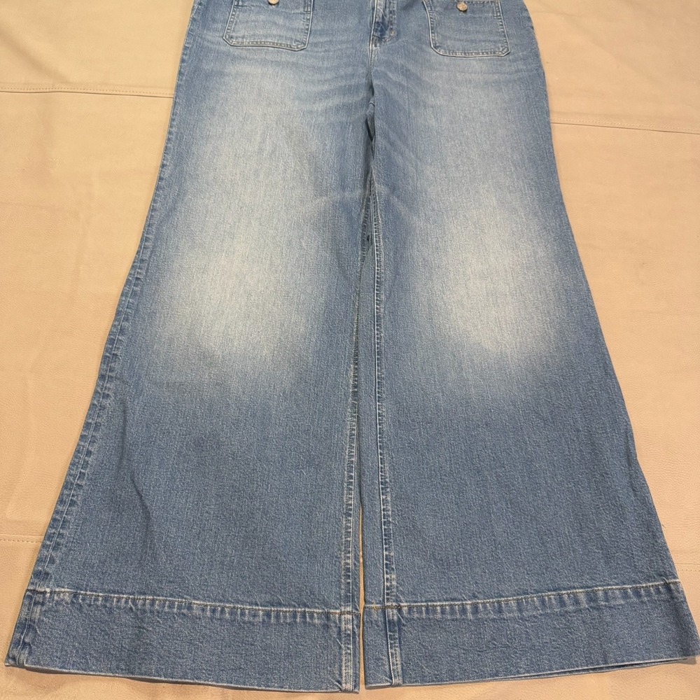 J Crew High-Rise 96 Jean Wide Bell Bottom Flare Med Stretch Wash Women 35-5120 - Picture 3 of 12